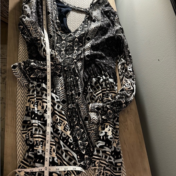 Free People Monochrome Patterned Long Sleeve Dress - Picture 3 of 9